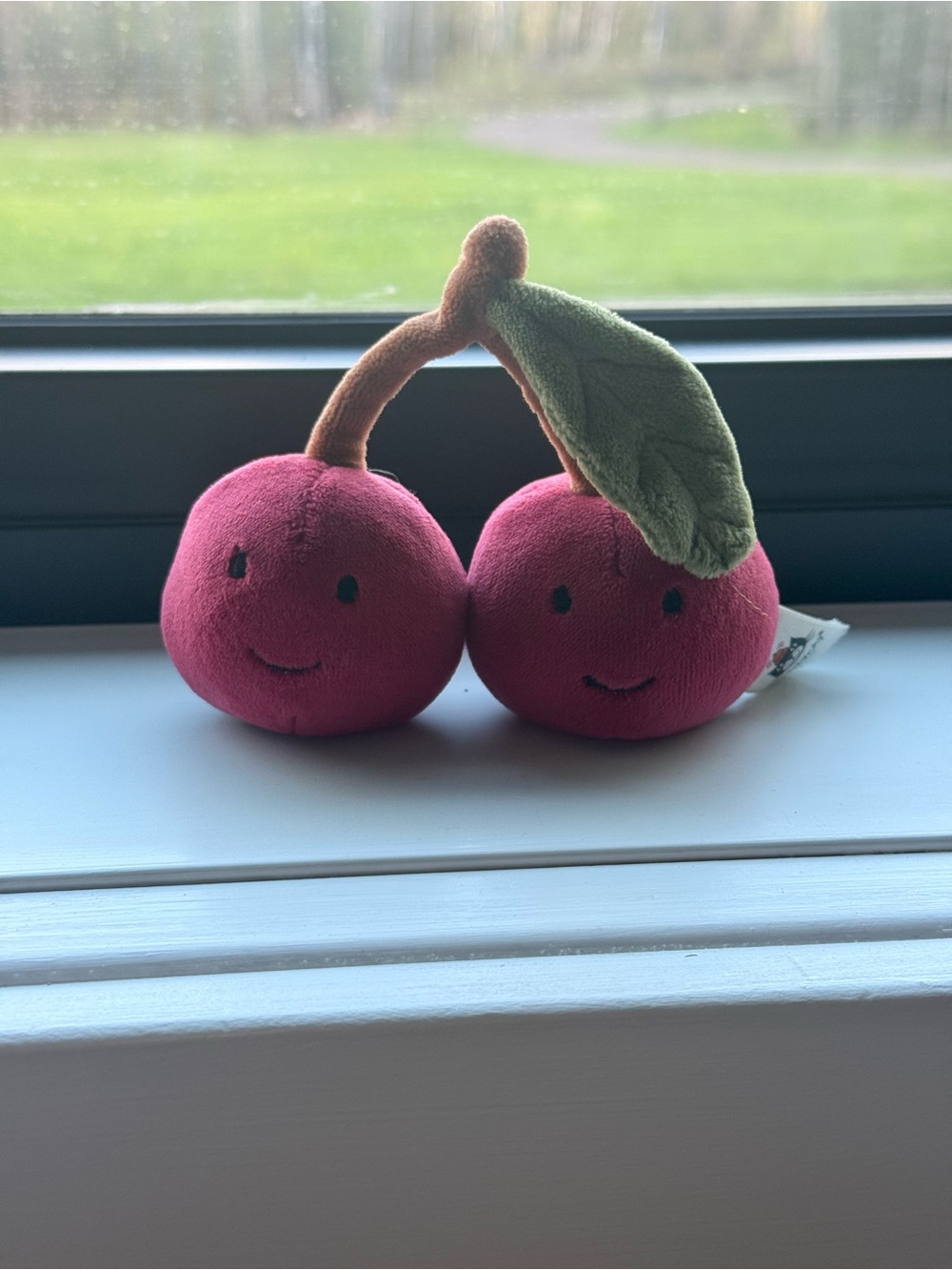 Jellycat Red Plush Cherry Pair with Green Leaf